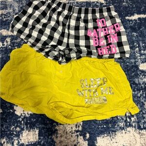 PINK Victoria's Secret Plaid and Yellow Pajama Shorts Set